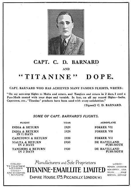 Capt Barnard's Aircraft Were Doped With Titanine                 