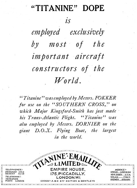 Fokker & Dornier Aircraft Are Doped With Titanine                