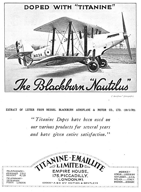 The Blackburn Nautilus Aircraft Is Doped With Titanine           