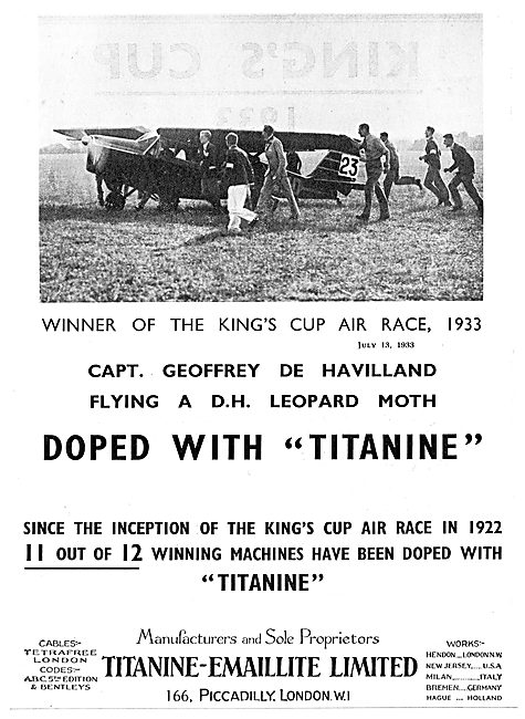 De Havillands Leopard Moth Doped With Titanine                   
