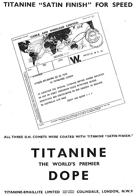 Titanine Emaillite Satin Finish Aircraft Dope - DH Comet         