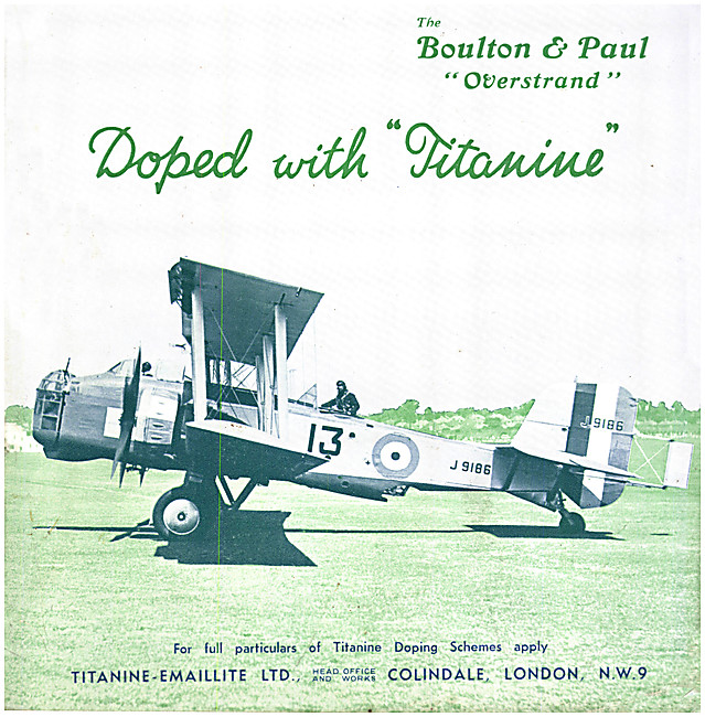 Boulton & Paul Overstrand  J 9186 Doped With Titanine            