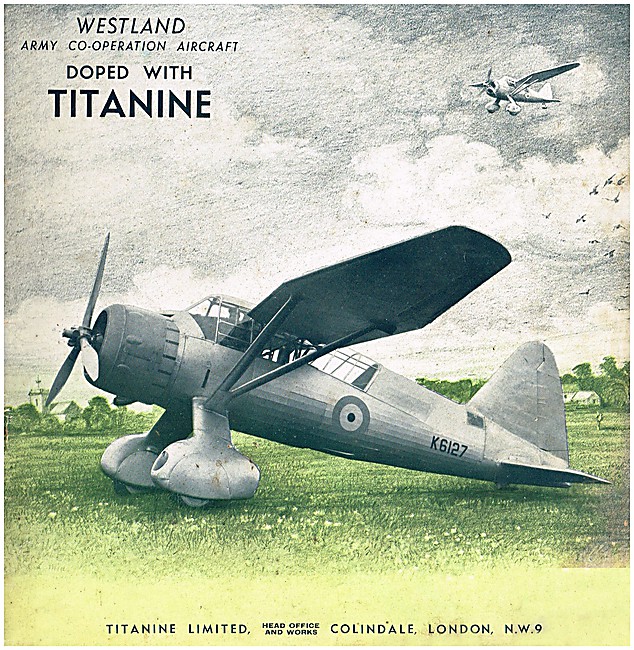 Westland Lysander Army Cooperaion Aircraft Doped With Titanine   