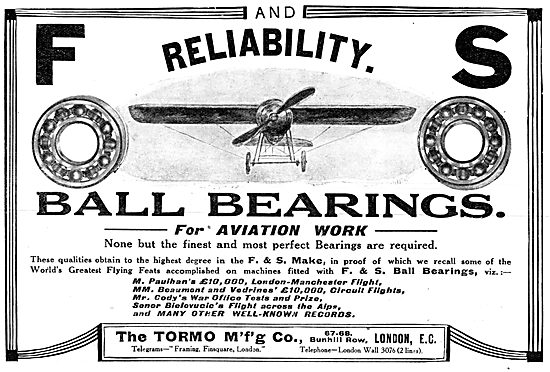 The Tormo Mfg Co F&S Ball Bearings                               