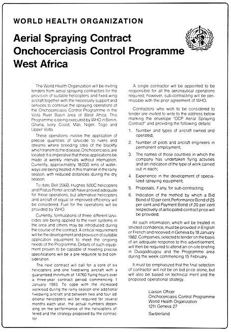 WHO - World Health Organization Aerial Spraying Contracts 1981   