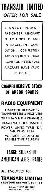 Transair. Croydon Airport. - Aircraft Spares Stockists           