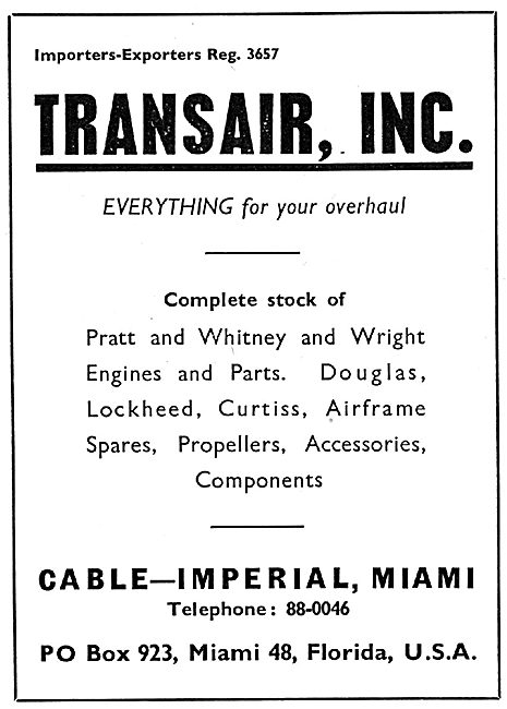 Transair Ic. Miami - Aircraft Spares Stockists                   