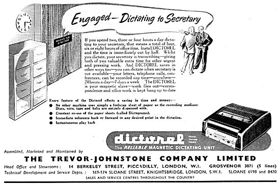 Trevor-Johnstone  DICTOREL Magnetic Dictating Machine            