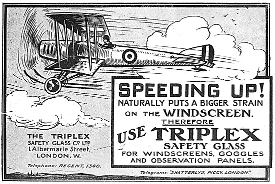 Triplex Safety Glass Aircraft Windscreens 1916                   