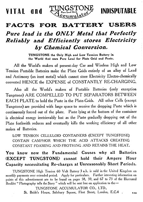 Tungstone Aircraft Batteries                                     