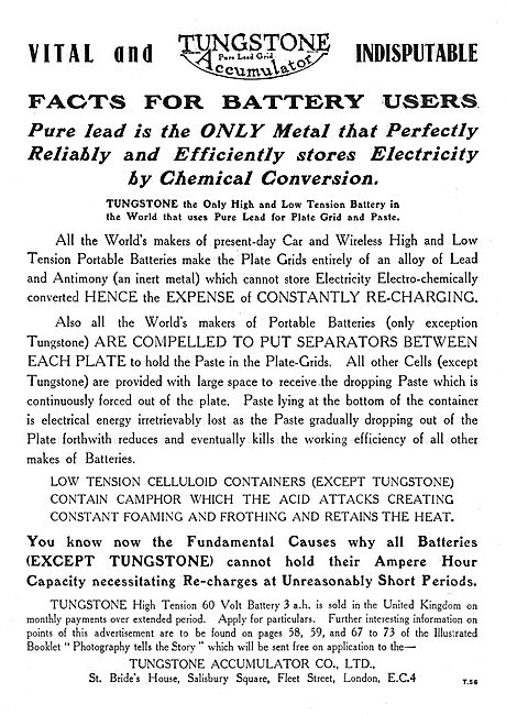 Tungstone Aircraft Batteries                                     