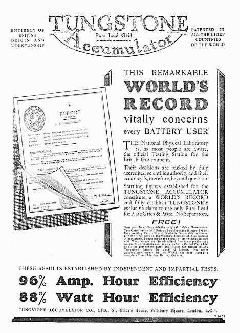 Tungstone Aircraft Batteries World Record                        