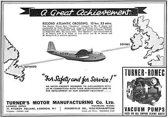 Turner Motor Manufacturing - Aircraft Component Manufacturers    