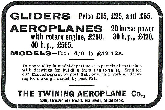 Twining Aeroplane Co - Gliders From £15 Aeroplanes From £250     