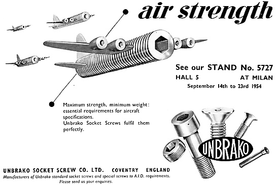 Unbrako Bolts, Screws,Fasteners & Fastening Tools For Aircraft.  