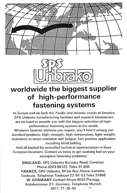 SPS Unbrako Fasteners & Fastening Tools For Aircraft.            