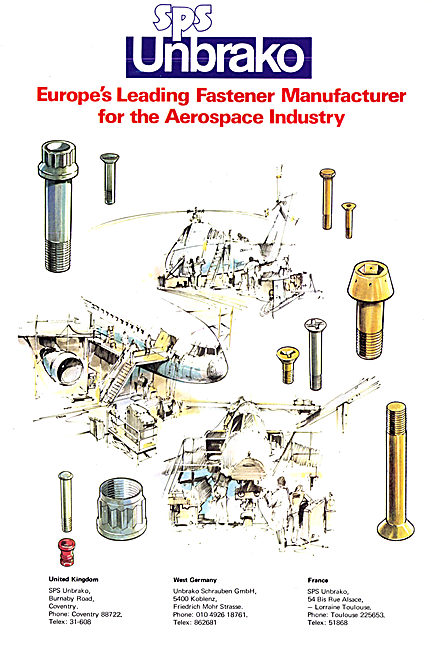 SPS Unbrako Fasteners & Fastening Tools For Aircraft.            