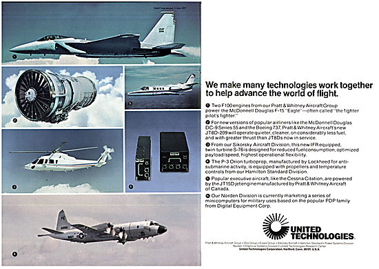United Technologies Corporation Aerospace Product Lines 1977     