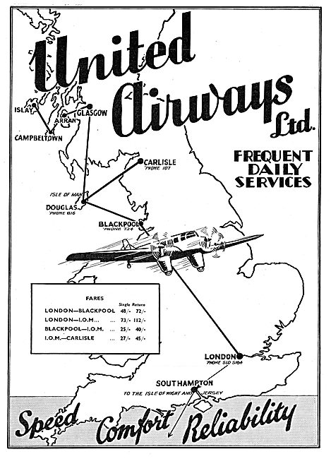 United Airways - Daily Services - London - Blackpool - Carlisle  