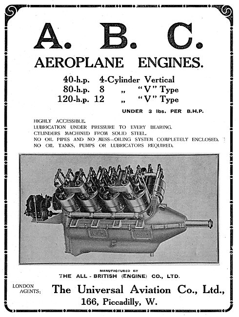 Universal Aviation Co. ABC Aeroplane Engines                     