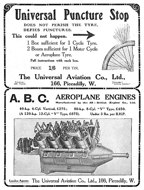 Universal Aviation Co. ABC Aero Engines. Puncture Kits           