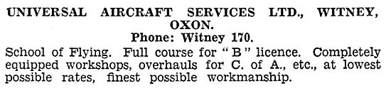 Universal Aircraft Services, Oxford. School Of Flying            