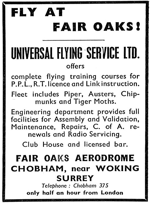 Universal Flying Service Fair Oaks. A/C Maintenance CofA's Etc   