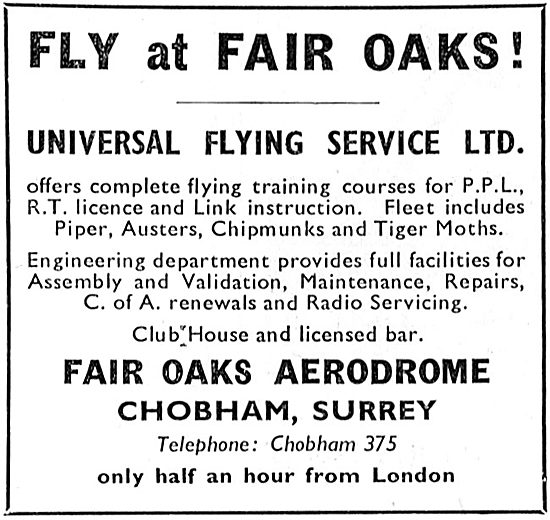 Universal Flying Service: Flying Tution At Fair Oaks Aerodrome   