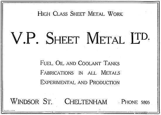 V.P. Sheet Metal Ltd: Aircraft Fuel, Oil & Coolant Tanks.        