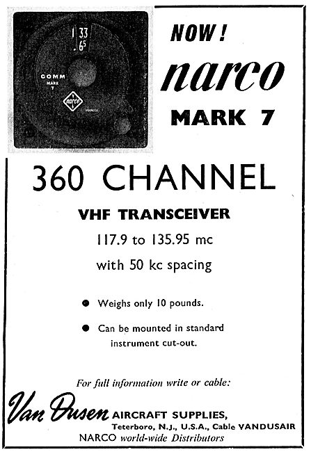 Van Dusen - Narco Mk 7 360 Channel VHF Aircraft Transceiver      