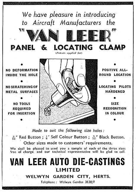 Van Leer Auto Die-Castings. Panel & Locating Clamps 1942         