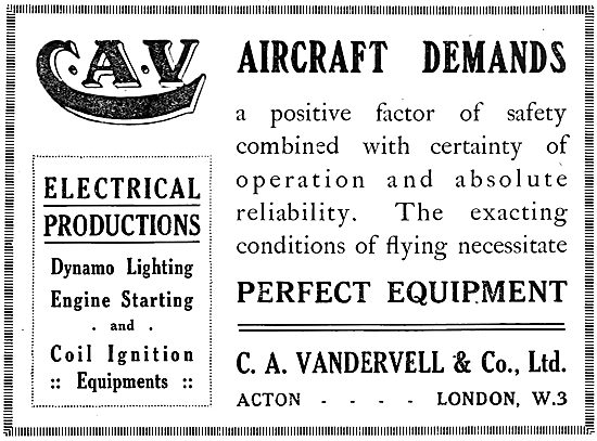 C.A.Vandervell. Electrical Components For Aircraft               