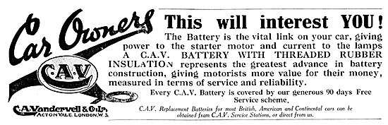 C.A.Vandervell Batteries 1925                                    