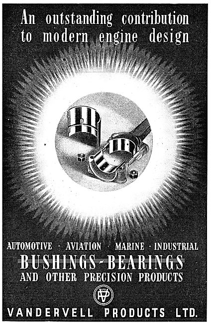 Vandervell Bearings & Bushes 1943 Advert                         