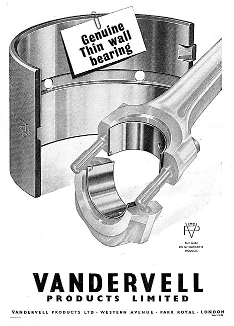 Vandervell Genuine Thin Wall Bearings For Aircraft               