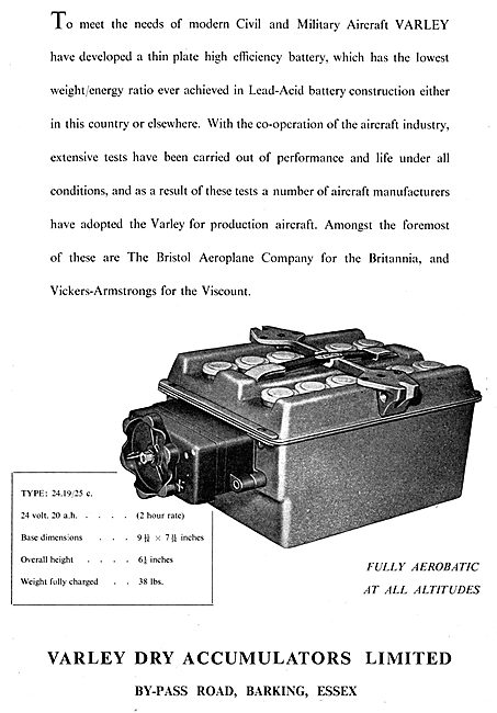 Varley Aircraft Batteries                                        