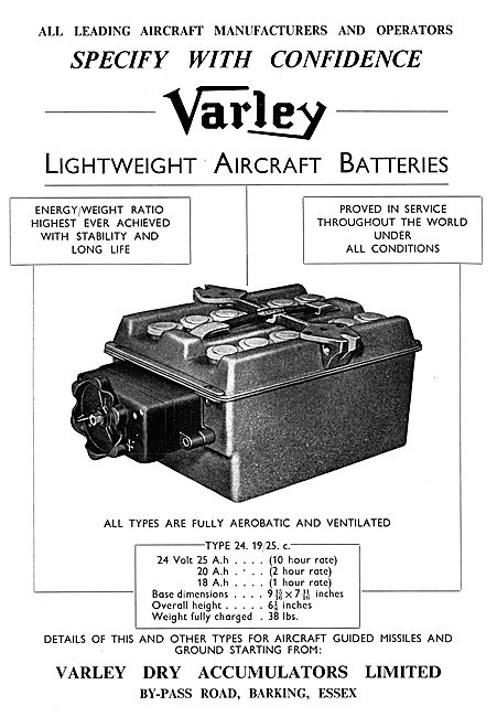 Varley Aircraft Batteries                                        