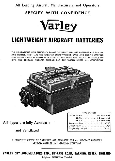 Varley Aircraft Batteries                                        