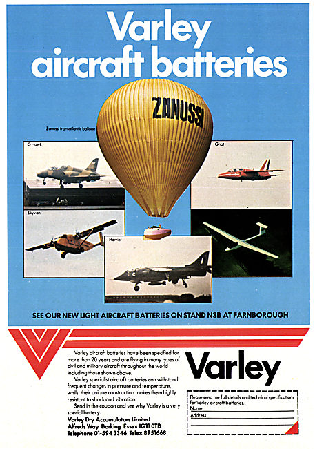 Varley Aircraft Batteries                                        