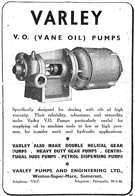 Varley Pumps - Varley V.O.(Vane Oil) Pumps 1943                  