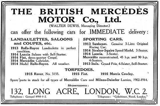  The British Mercedes Motor Co Ltd - Car Sales                   