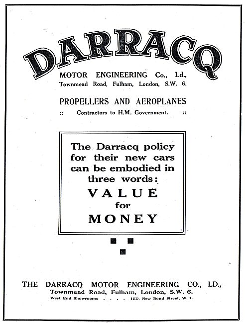 Darracq Motor Engineering - Cars, Propellers & Aeroplanes        