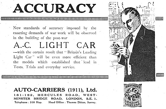 Auto-Carriers. A.C.Light Cars                                    