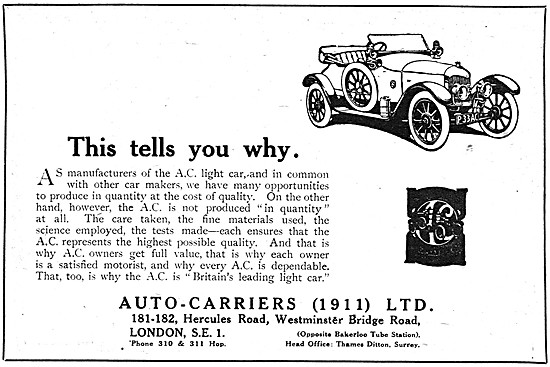 Auto-Carriers - AC Cars 1919                                     