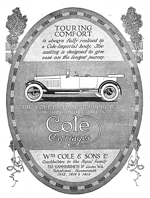 W.Cole & Sons. Cole Cars. The Cole Imperial Touring Car Body     