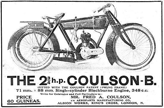 The 2 3/4 h.p. Coulson Motorcycle - Blackburne Engine            