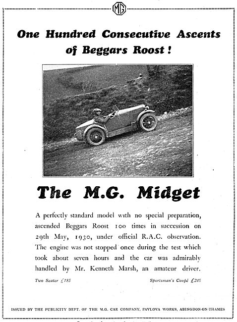 MG Midget Beggars Roost 1930                                     