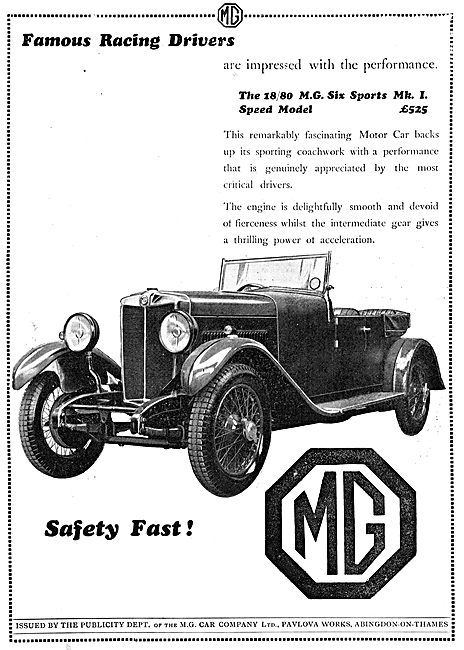 1931 18/80 MG Six Sports Mark I Speed Model                      