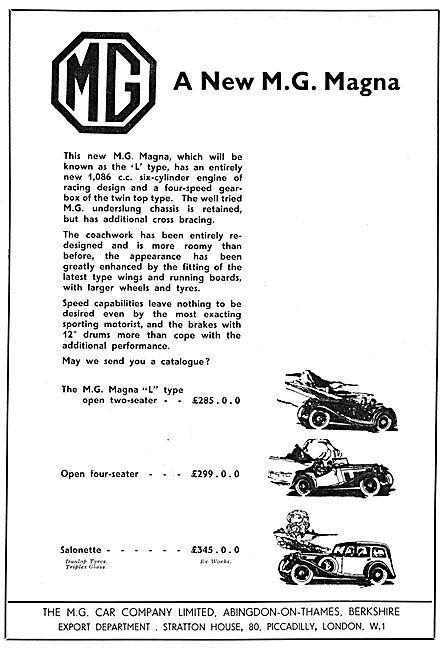 MG Magna 1933 Advert                                             