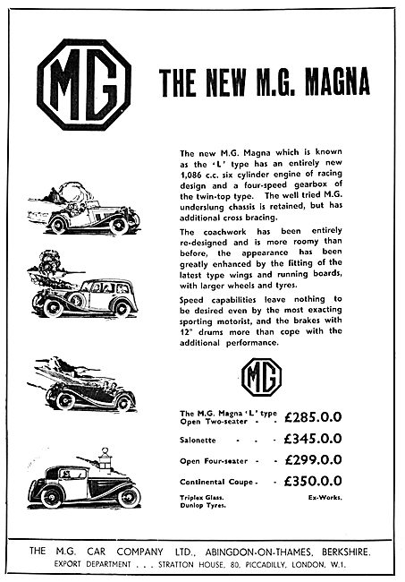 MG Midget  MG Magna  MG Magnette 1933                            